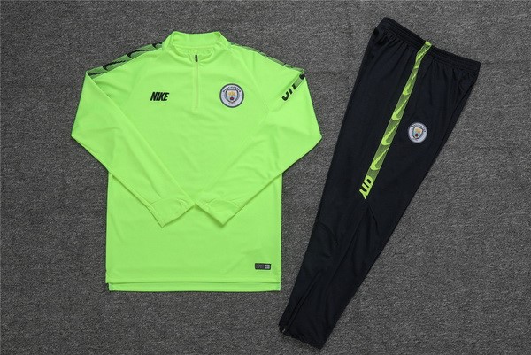 Survetement Foot Manchester City 2019-2020 Vert Fluorescente